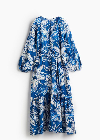 Синее кэжуал платье H&M с цветочным принтом