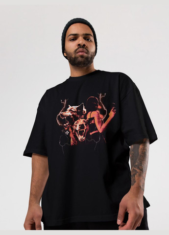 Черная мужская футболка оверсайз urban черная высокая плотность с длинным рукавом Mishe