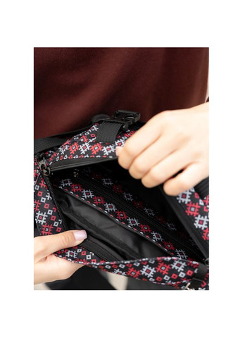 Велика жіноча поясна сумка бананка DynamicDart чорна тканева принт Sambag (331283514)