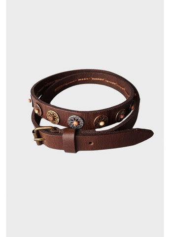 Жіночий ремінь з орнаментом. Темно-коричневий Manufac (363261830)