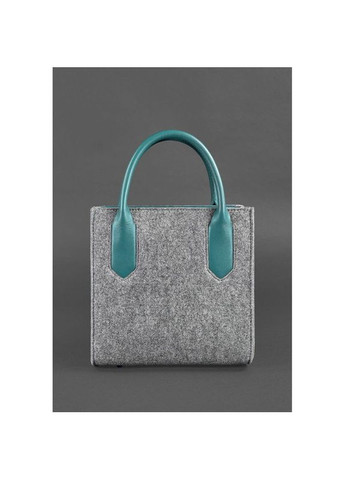 Фетрова сумка жіноча через плече крос-боді Чорнийwood зі шкіряними бірюзовими вставками BlankNote (302007668)