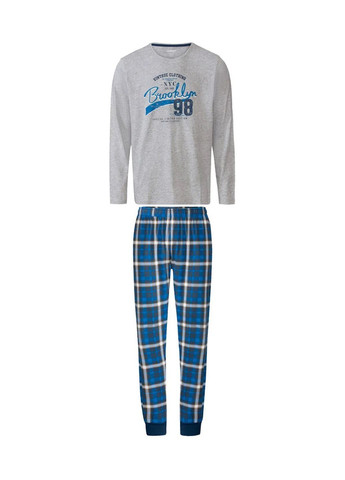 Пижама мужская костюм для дома и сна брюки джоггеры в клетку Livergy (370282106)