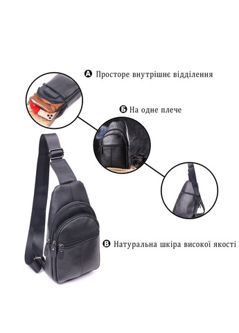 Чоловіча сумка через плече з натуральної шкіри з кількома кишенями чорна (sku_21307) No Brand (328922390)