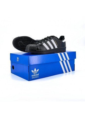 КРОССОВКИ ЖЕНСКИЕ ADIDAS SUPERSTAR BLACK WHITE 2 АДИДАС СУПЕРСТАР No Brand чёрные демисезоны (367169330)