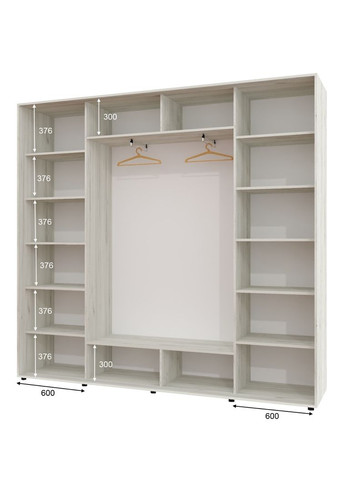 Шкаф-купе трехдверный 260*45*230 Дуб крафт белый Зеркало с пескоструйным рисунком ШК-05 Алекса (360460429)