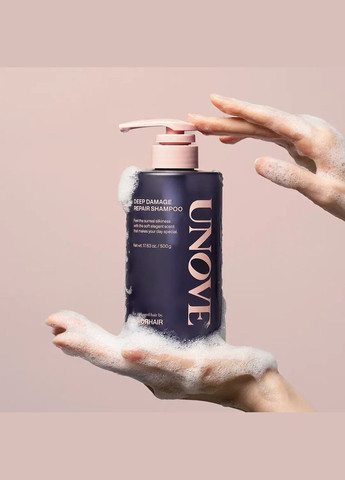 Відновлювальний шампунь для пошкодженого волосся Deep Damage Repair Shampoo, 500 мл Unove (294977519)