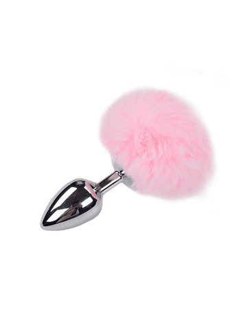 Металлическая анальная пробка Кроличий хвостик Fluffy Plug L Pink, диаметр 3,9 см Alive (293246111)