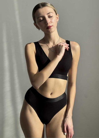 Чорний демісезонний базовий комплект з трусиками сліпами колекції "проміння" VIDCHUY