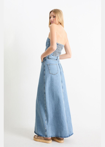 Голубое кэжуал джинсовое платье C&A однотонное