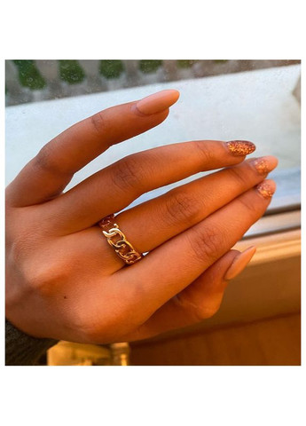 Кільце ланцюжок перстень каблучка золотистий (12-133) No Brand (314931262)