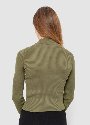 Оливковий (хакі) водолазка жіноча в рубчик, колір світло-сірий, 214r91306 Ager