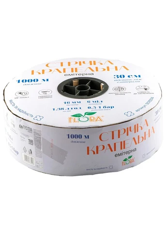 Лента капельная с плоским эмиттером 16 мм 1000 м УФ-стойкая FLORA No Brand (401717933)