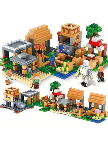 Конструктор Майнкрафт Селище-ферма з персонажами, селянами та мобами Minecraft 569 деталей My World (350945592)