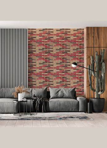 Самоклеющаяся декоративная 3D панель под бежево-коричневый кирпич екатеринослав 700x770x3мм (047-3) Sticker Wall (300372593)