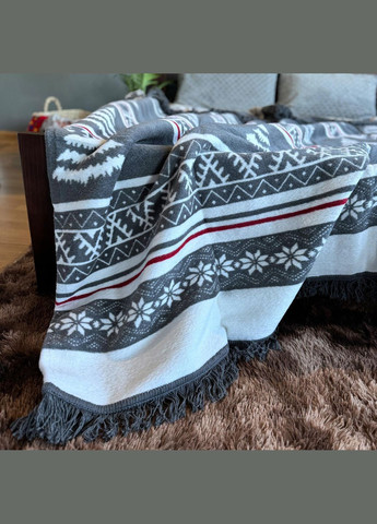 Плед покривало двосторонній Євро Ялиночки зимовий Bridge 200х220 Сірий Бавовна No Brand (315348427)