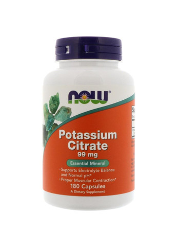Калий цитрат, Potassium Citrate,, 99 мг, 180 капсул Now Foods (364311954)