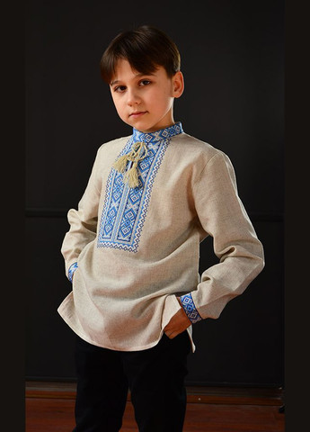 Бежевая вышиванка для мальчика vishivano4ka узор геометрический (306546885)