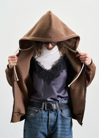 Зип-худи женское утепленное со спущенным плечом Роза (318054269)