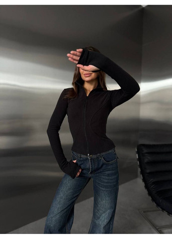 Мегастильний лонгслів з довгим рукавом на блискавці. На рукавах є вирізи для пальчиків. More_bboutique (366439952)