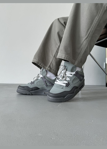 Серые демисезонные кроссовки мужские и женские nike air jordan 4 retro grey | найк аир джордан 4 серые No Brand