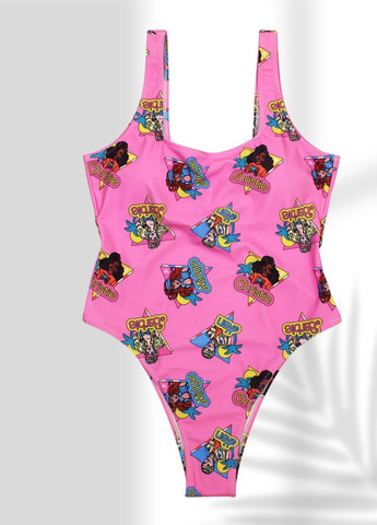 Розовый демисезонный слитный купальник golden girls голубой (7206) слитный FS