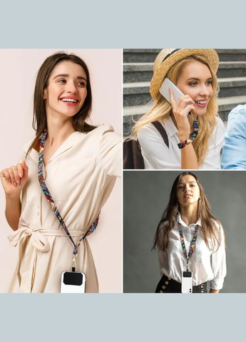 Текстильный широкий универсальный ремешок-шнур для телефона с защитой от кражи на шею или через плечо No Brand (329038290)