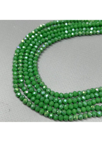 Намистини кришталеві рондель 4х3мм, нитка-130 шт, салатовий матовий з АВ Plus-plus (354799199)