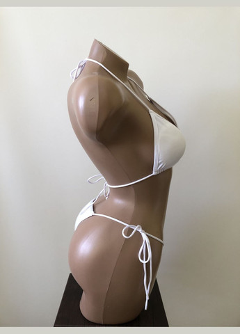 Белый летний раздельный женский купальник на завязках. No Brand