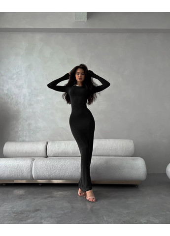 Черное трендовое макси-платье skims с длинным рукавом силуэтная No Brand