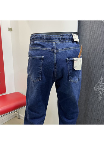 Джинси чоловічі МОМ на резинці щільні коса кишеня 32 сині No Brand (354331905)