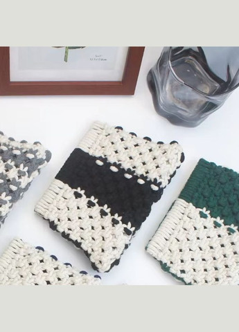 Набір макраме для рукоділля, для творчості в'язання своїми руками гаманця 15.7х10см колір чорний з білим No Brand (338854686)