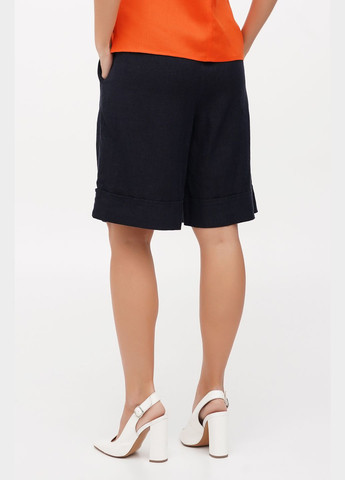 Длинные свободные льняные шорты на резинке высокая посадка с карманами Долорес. Темно-синий, р.54, код 8348/54/999 ГАЛЕРЕЯ ЛЬОНУ (333164497)