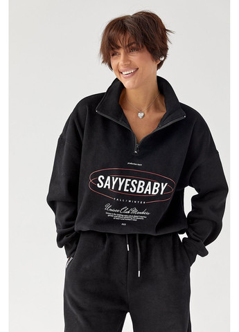 Теплий спортивний костюм із принтом - темно-сірий колір Lurex (364967807)