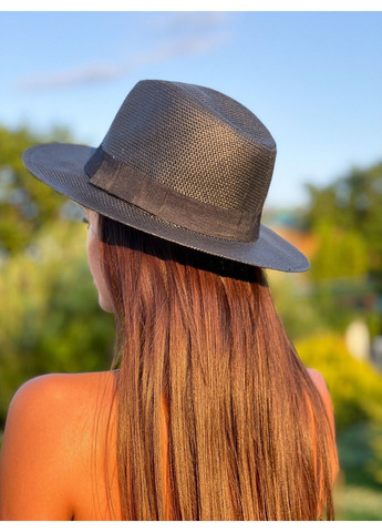 Шляпа унисекс летняя Федора с устойчивыми полями и лентой черная No Brand (293061443)