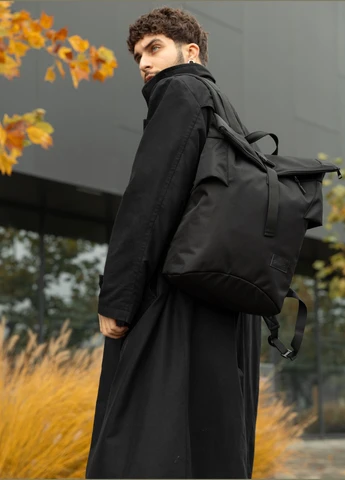 Мужской рюкзак ролл черный тканевый Sambag (322845204)