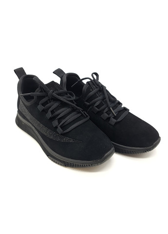 Черные всесезонные женские кроссовки черные замшевые l-10-19 23,5 см (р) Lonza