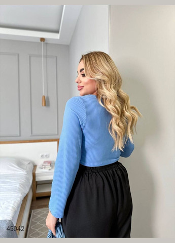 Голубой демисезонный женский джемпер с вырезом Liton