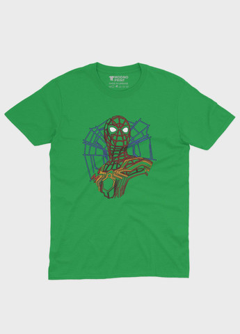 Зеленая демисезонная футболка для девочки с принтом супергероя - человек-паук (ts001-1-keg-006-014-007-g) Modno