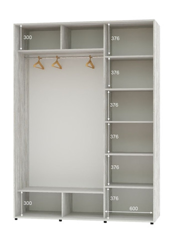 Шафа-купе дводверна 170*60*230 Сосна Натті ДСП/Дзеркало з піскострумним малюнком Алекса (360478439)