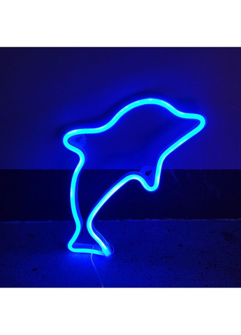 Декоративний настінний неоновий світильник "Дельфін" на батарейках/USB 28*2*17 см Smarti (371330742)