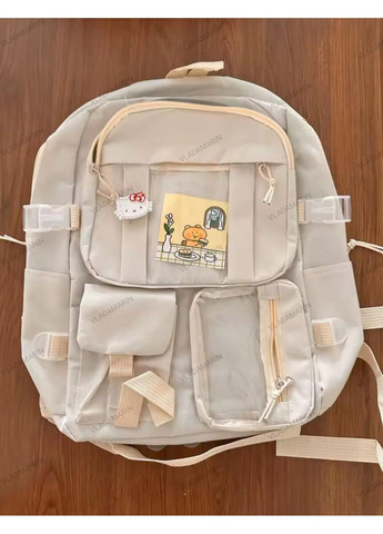 Рюкзак для школьников и подростков с прозрачными карманами, значками и мягкой игрушкой No Brand (366547204)