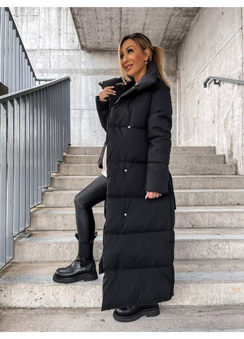 Черное демисезонное Пальто женское тёплое Style Point