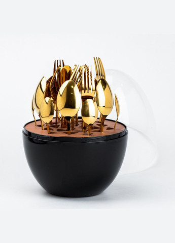 Набір столових приборів із нержавіючої сталі 24 штуки золотих, чорний TS Kitchen (315636087)