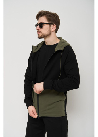 Спортивний костюм чоловічий ТРІЙКА літо SUMMER з кофтою на замку + шорти + футболка чорний хакі Handy Wear (293275170)