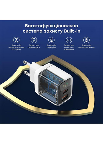 Сетевое зарядное устройство для PD6052 PD35W GAN A+C White (43-00128) CHOETECH (317463579)