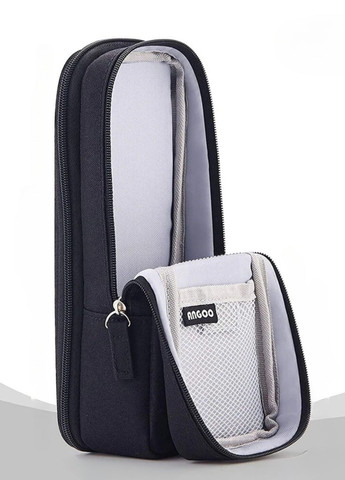 Пенал органайзер канцелярский вместительный с 2 отделениями тканевый для школы и офиса черный (60120) No Brand (348782682)