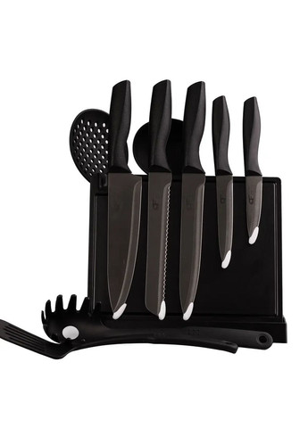 Набор кухонных принадлежностей на подставке 9 предметов, черный TS Kitchen чёрные,