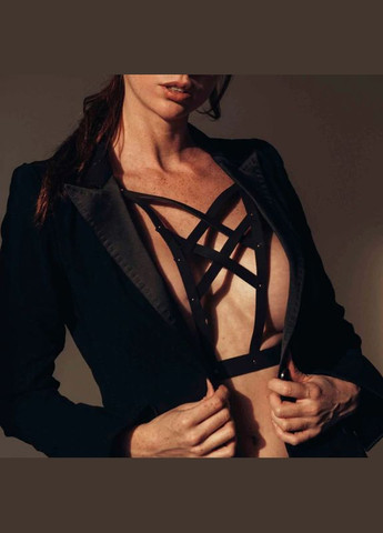 Портупея з перехресним плетивом на грудях Bijoux Indiscrets чорна, OS Maze (303884815)