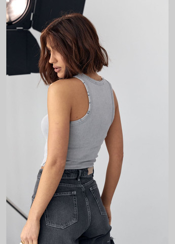 Женская майка в рубчик с рваным декором Liton — 296469627