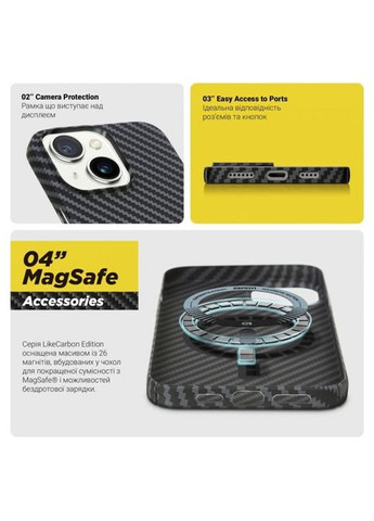 Чехол для мобильного телефона (ARM69292) ArmorStandart LikeCarbon MagCase Apple iPhone 15 Plus Black (326585612)